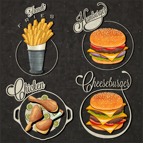 Retro style fast food logos design 03  