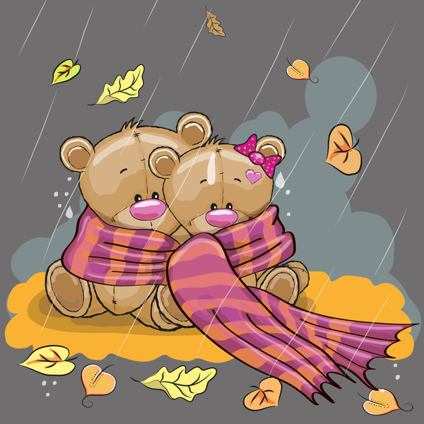 Romantic cartoon bears vector design 03  