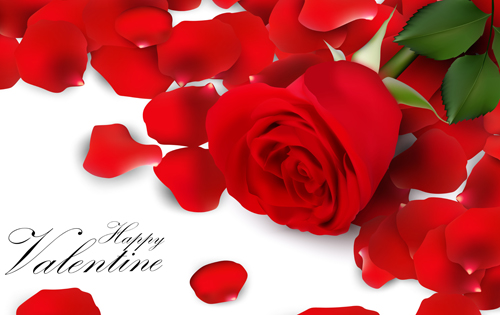 Rose petal valentines day background vector 01  