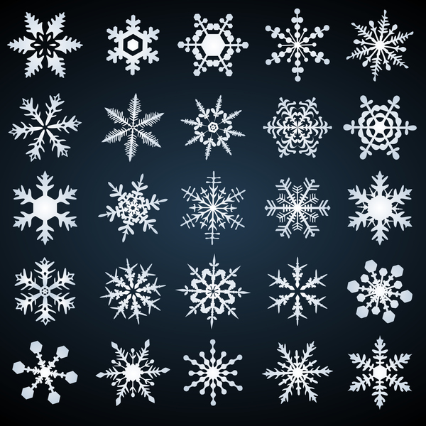 クリスマスの雪片のイラストベクトル07のセット  