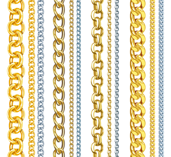 Silver with golden chains vector illustration 02  