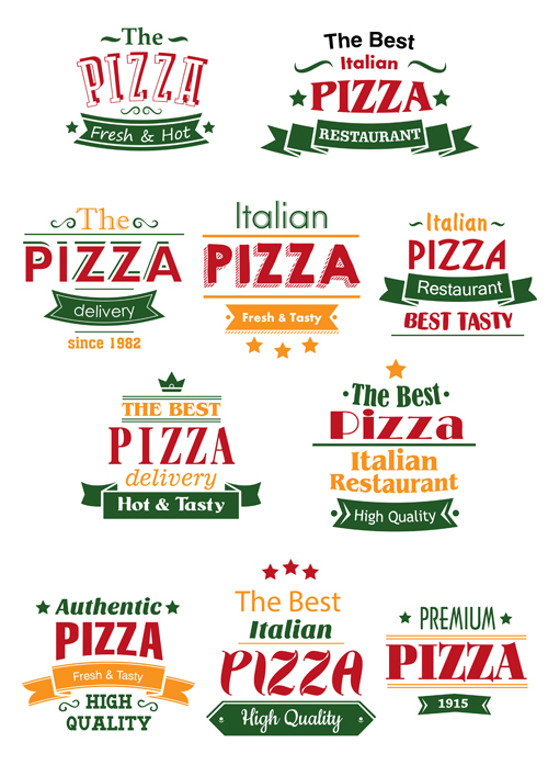 Simple pizza logos vector  