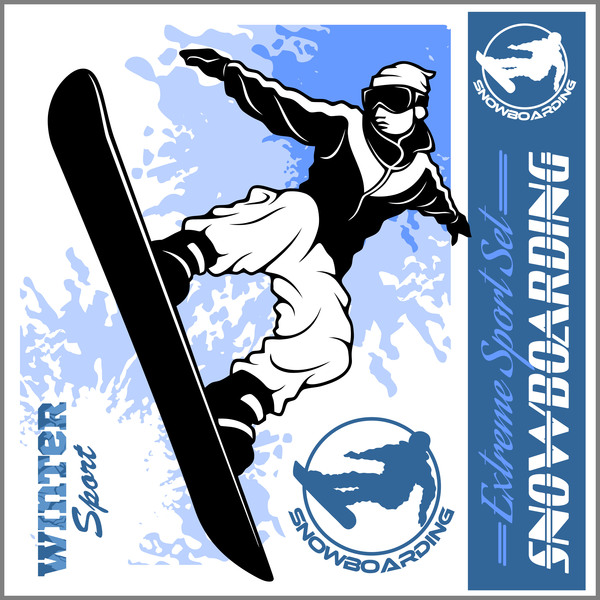 Snowboardplakatschablonen-Designvektor 04  