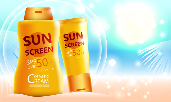 Sunscreen cosmetic ream poster vectors 03  