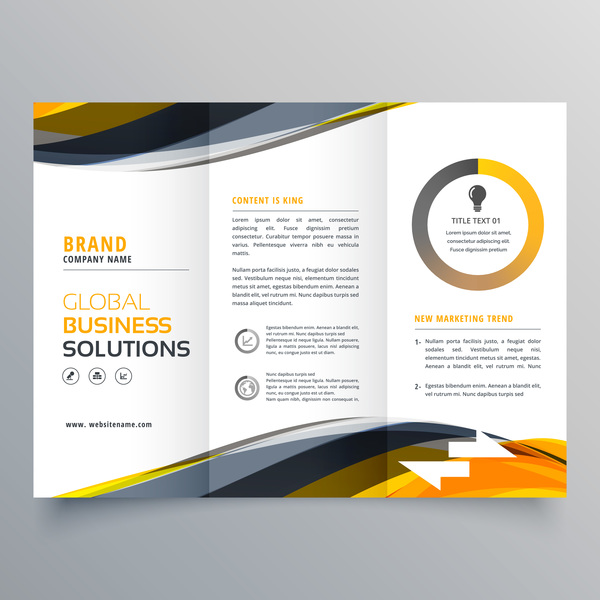 Three fold business brochure cover vector  