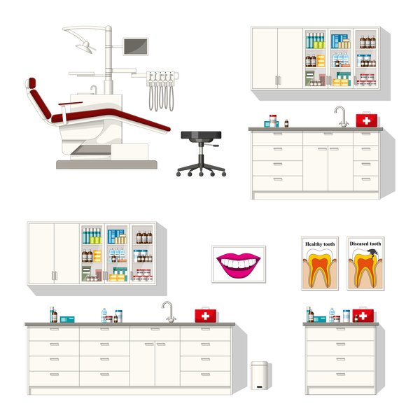 Médecin dentiste et bureau design vectoriel 06  