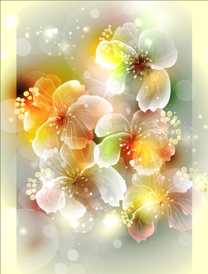 Transparente Blume mit Traumhintergrund Vektor 03  