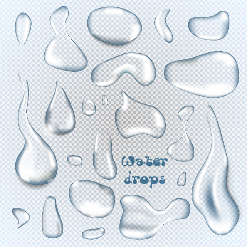 Transparent water drops illustration vector material 02  