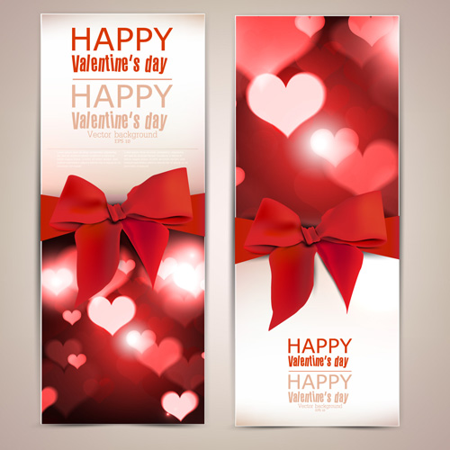 Valentine Day Banners and bow vector 01  