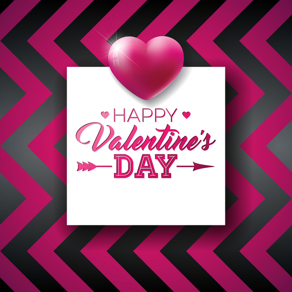 Valentine card with stripes pattern vector  