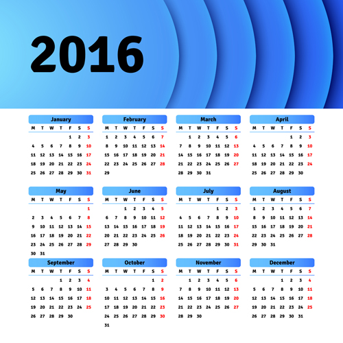 Vector grid calendar 2016 design material 06  