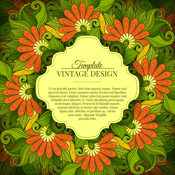 Vintage background with floral seamless pattern vectors  