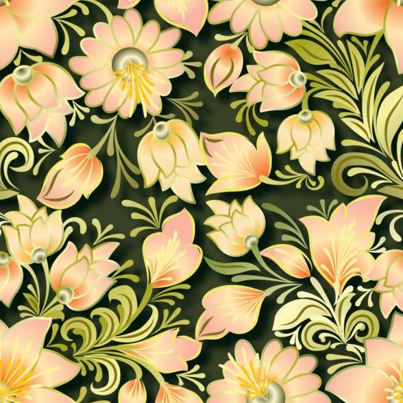 Vintage flower ornament pattern vectors set 15  