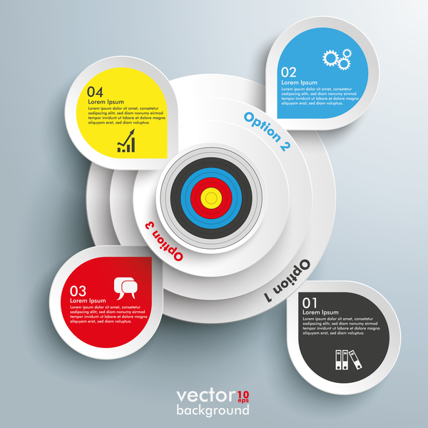 White circles options infographic with target vector  