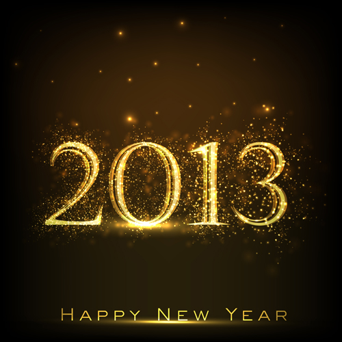 golden glow New Year 2013 design elements vector 01  