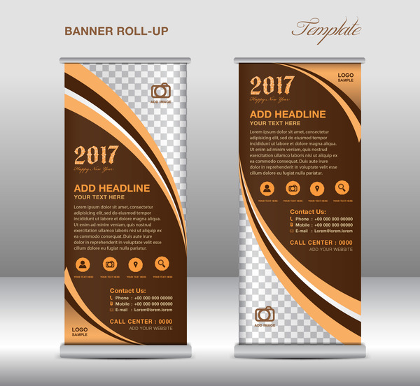 2017 banner roll up flyer stand template vector 04  