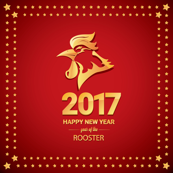 2017 cinese nuovo anno di Gallo con stelle telaio vettore 03  