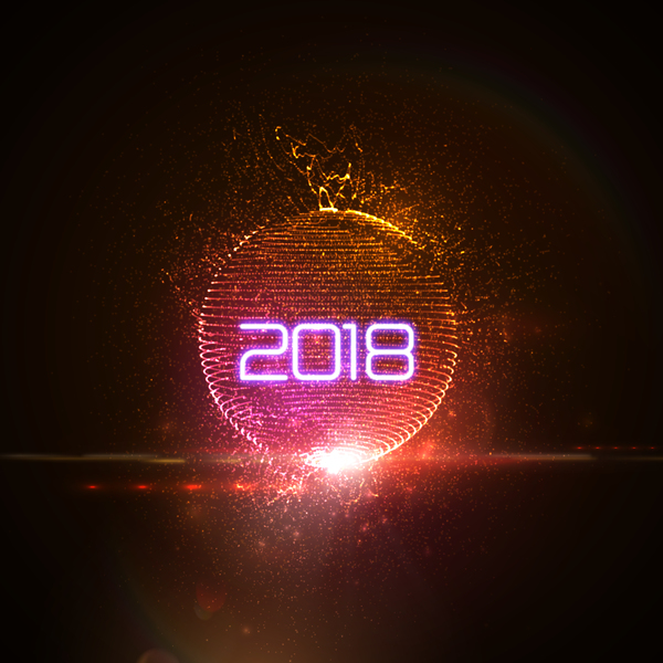 Sphère de lumières abstraites avec le vecteur de fond 2018 nouvel an 05  