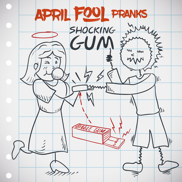 April fools prank hand darwing vector 04  