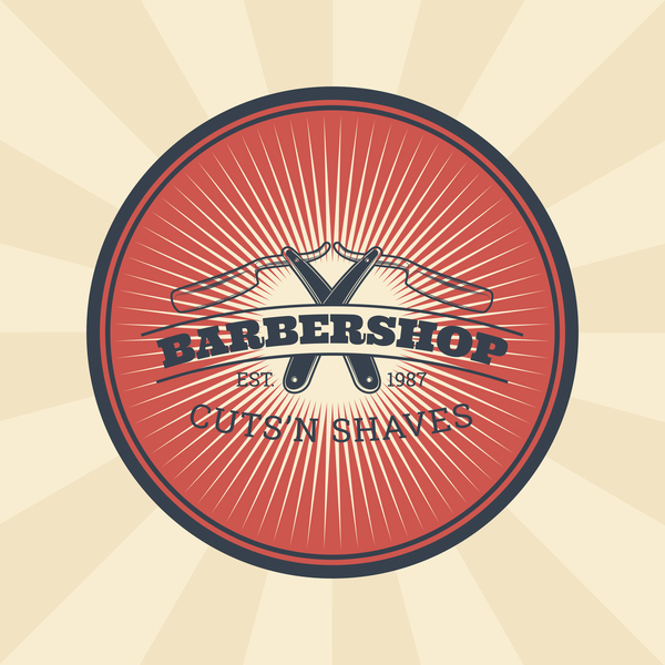 Barbershop retro badge vector material 11  