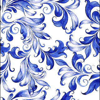Beautiful blue floral vector seamless pattern 04  