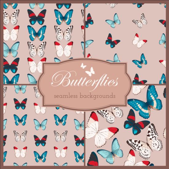 Beautiful butterflies seamless background vector 05  