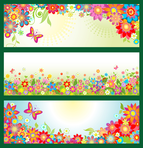Beautiful floral and butterfly banner vector  