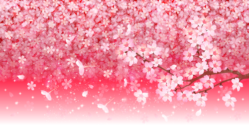 Beautiful sakura art background vector set 05  