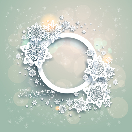 Beautiful snowflake with shiny background vector 03  