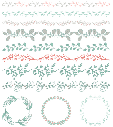 Borders with frame and laurel wreath cute vector 04  