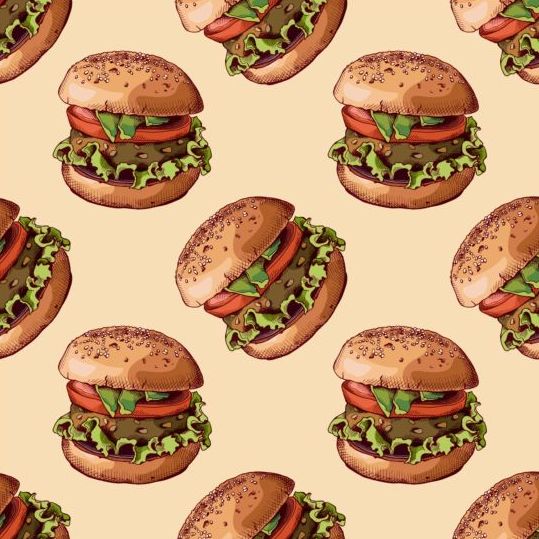 Hamburger patroon naadloze vector 03  
