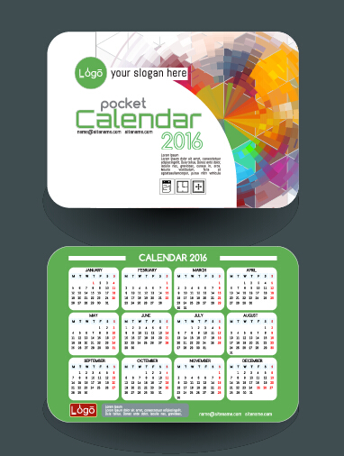 Calendar 2016 with business cards vector 06  