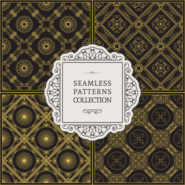Classical seamless pattern creative vectors set 08  