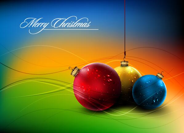 色のクリスマス ボールをぼかし背景ベクトル  