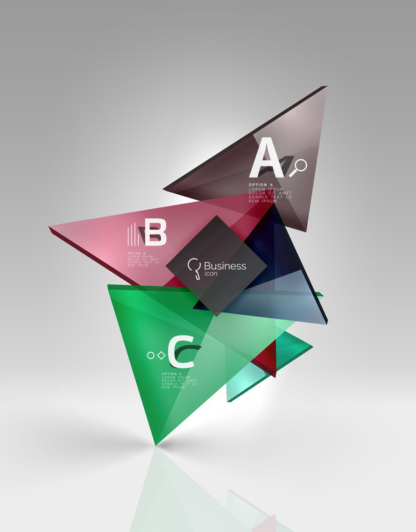カラフルなガラスの三角形ビジネス テンプレート ベクトル 05  