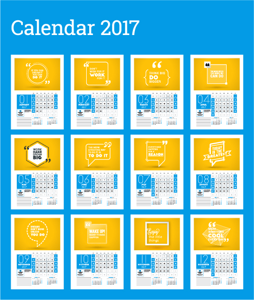 Common 2017 Wall Calendar template vector 14  
