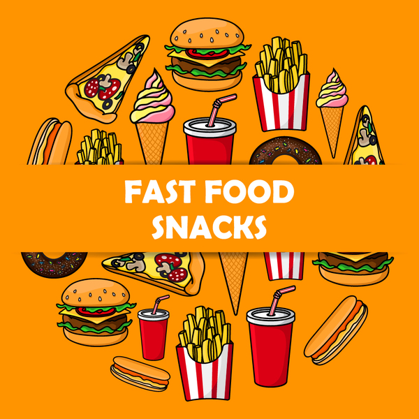 Creative fast food background vector design 07  