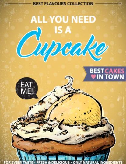 Cupcake vintage poster design vettoriali 21  