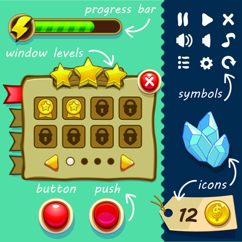 Cute game button and other design elements 02  