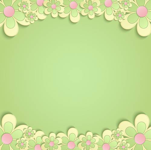 Cute paper flower with green background vector  