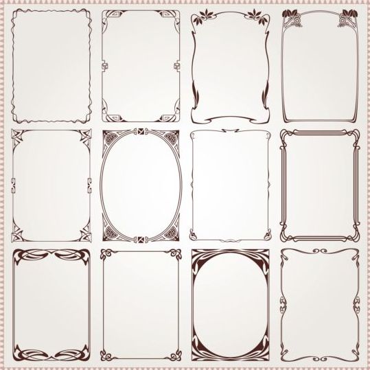 Decoratieve frame met randen set vector 04  