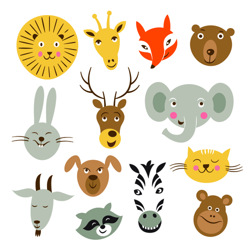 Different animals heads vector material  