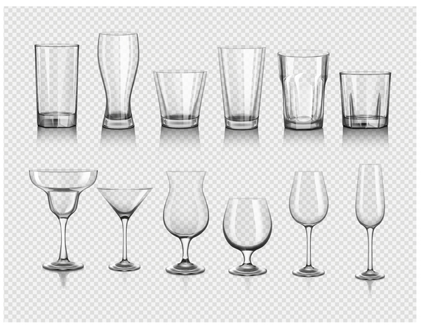 Different glass cup illustration vector  