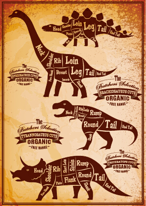 Dinosaur cuts labels vector material  