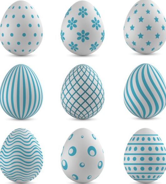 Easter colored egg set vector 04  