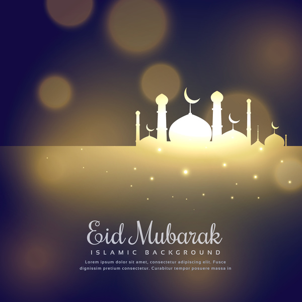 Eid mubarak with blurs background vector 03  