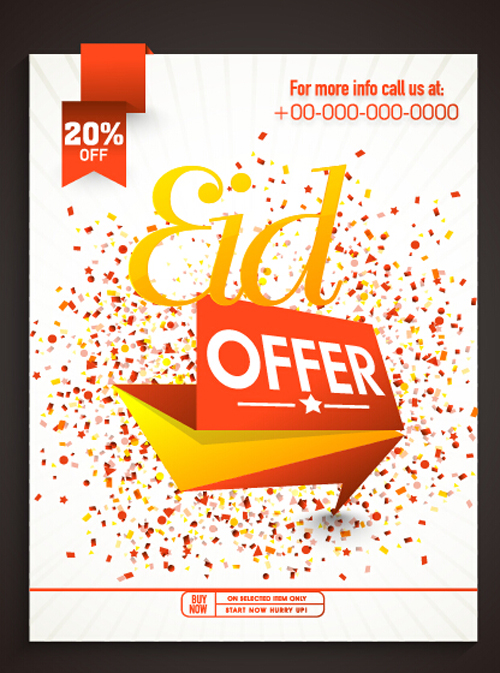 Eid special offer sale flyer vector set 05  