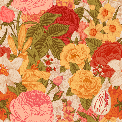 Elegant retro floral vector seamless pattern 05  