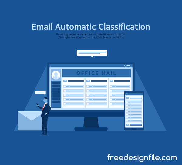 E-mail automatique classification affaires fond vecteur  