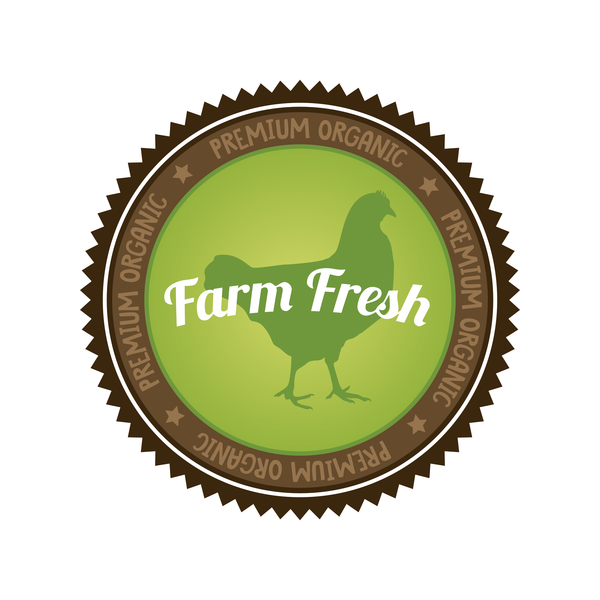 Farm fresh organic food badge vector 01  